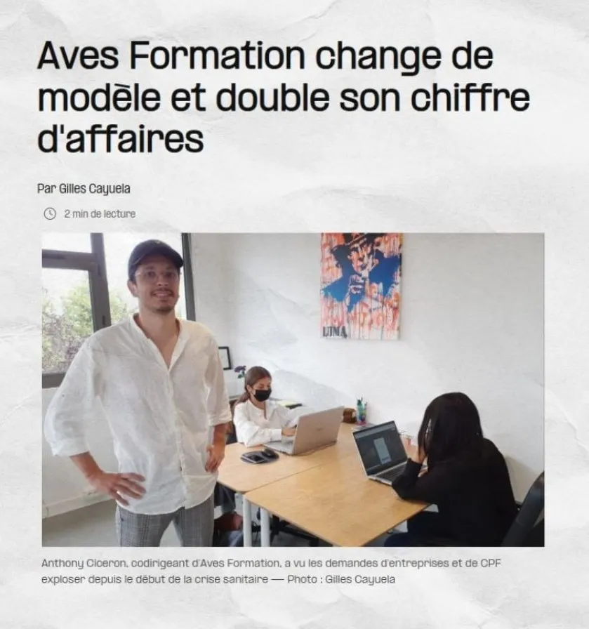 Anthony chez Aves, l'organisme de formation au CA doublé