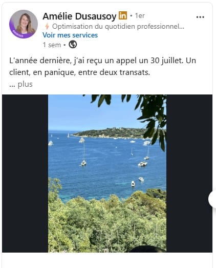 Publication LinkedIn d'Amélie Dusausoy