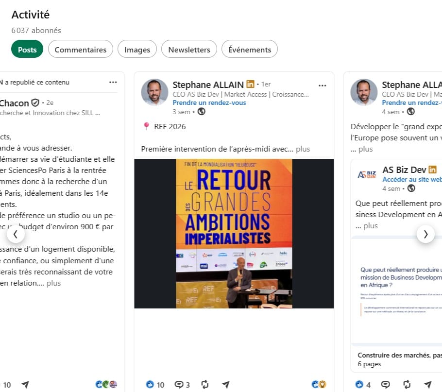 Activité de contenu de Stéphane Allain