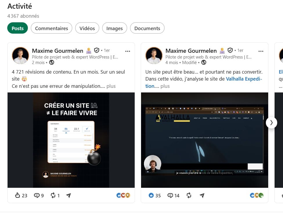 Charte graphique du profil de Maxime Gourmelen