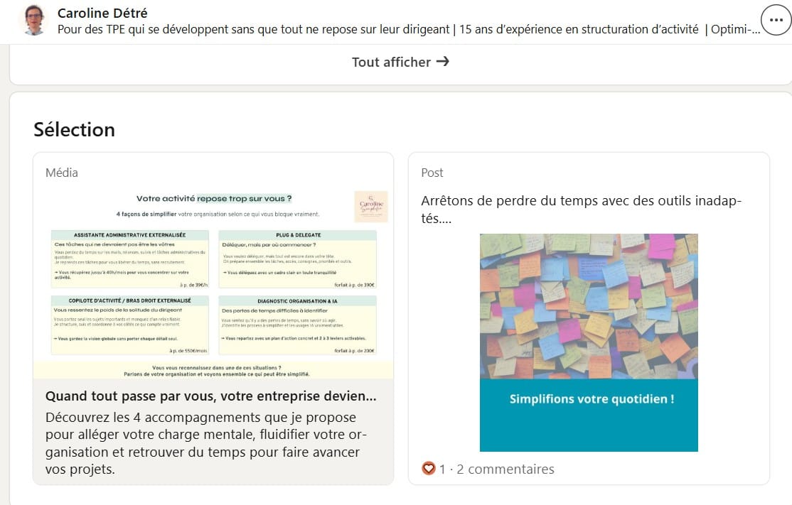 Profil LinkedIn de Caroline Détré