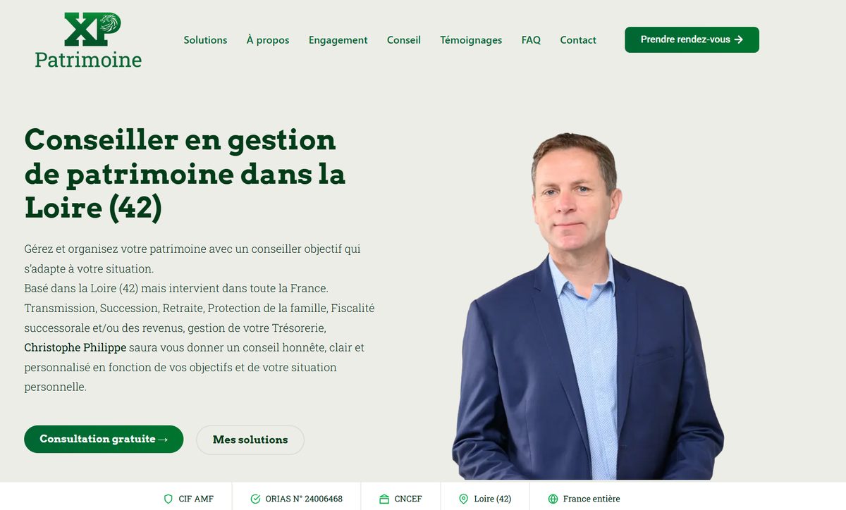 Le site d'XP Patrimoine : conseiller en gestion de patrimoine dans la Loire