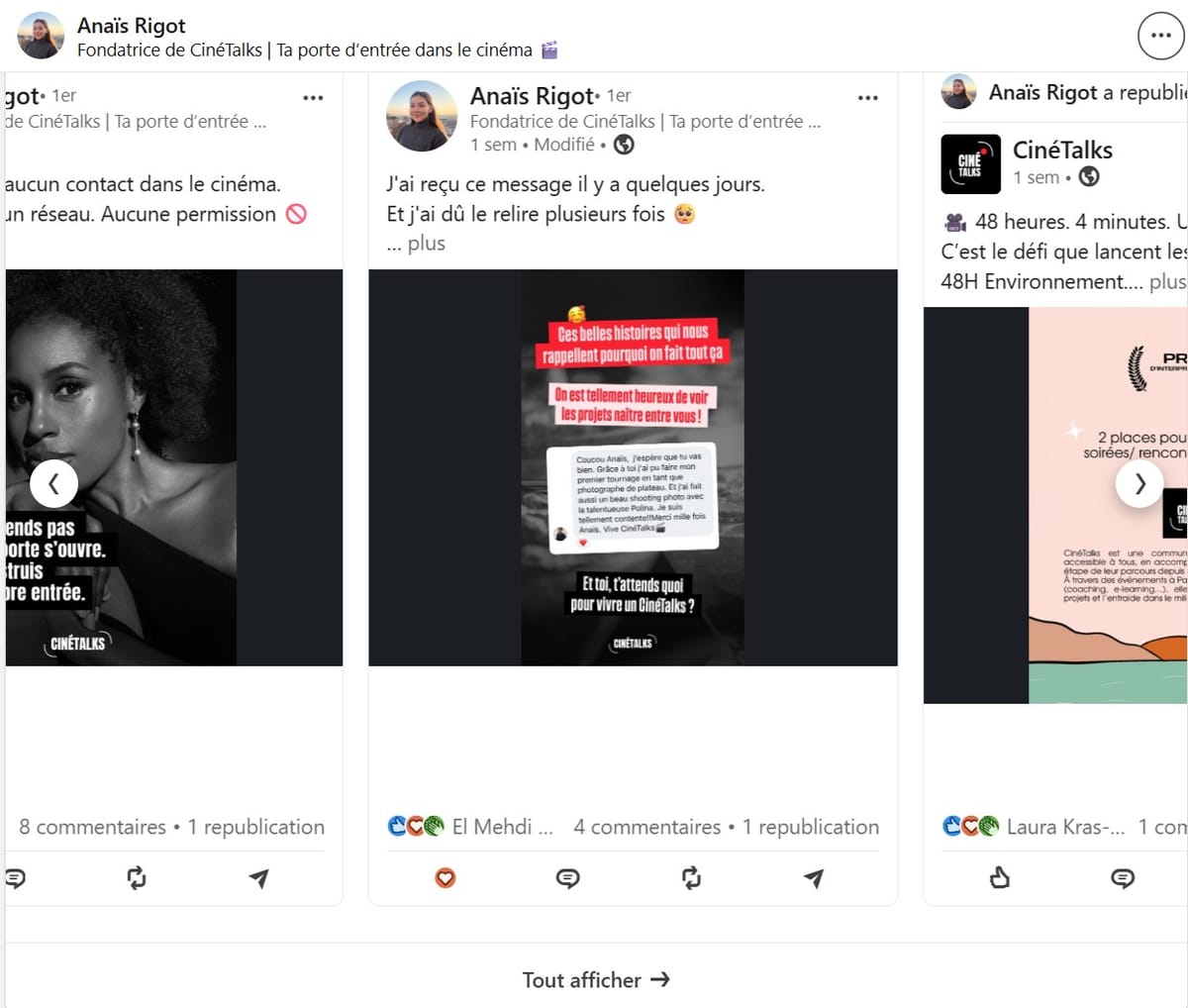 Profil et activité LinkedIn d'Anaïs Rigot
