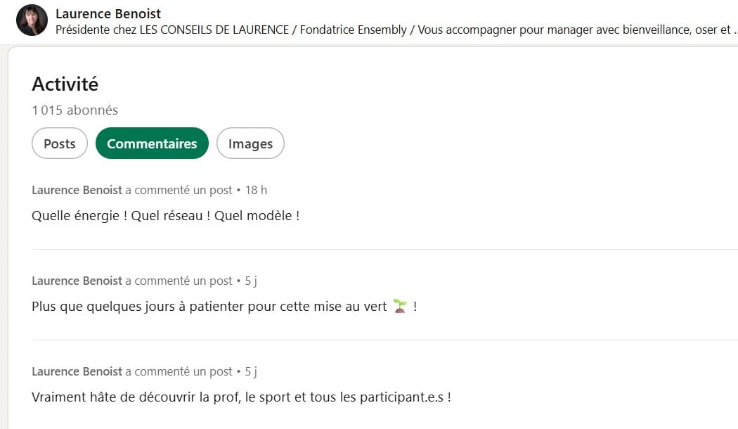 Activité et engagement de Laurence Benoist sur LinkedIn