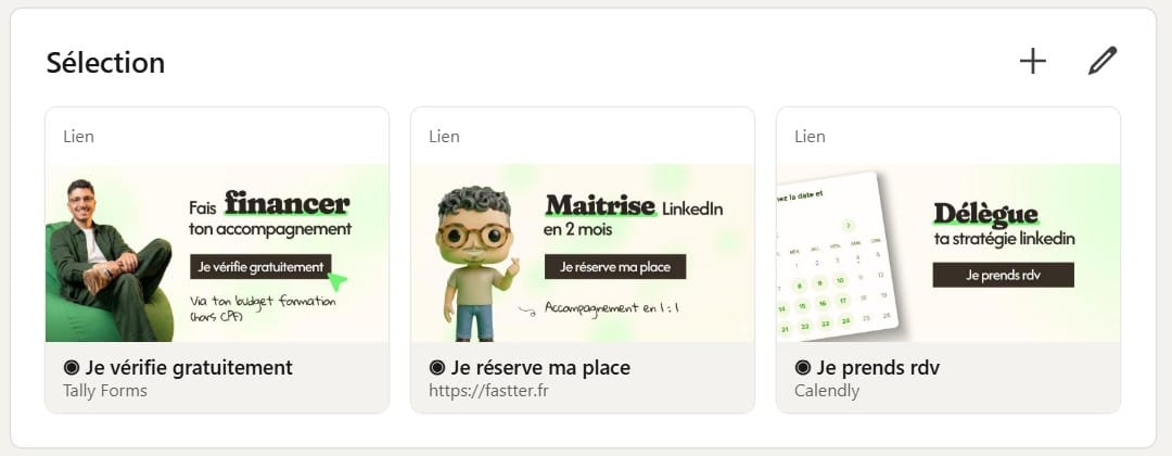 Exemple sélection LinkedIn Fastter