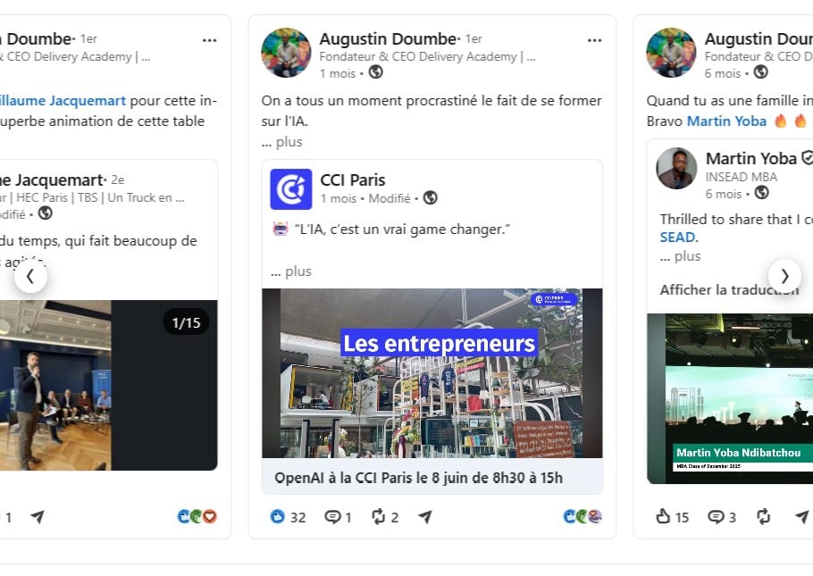 Historique de publications LinkedIn