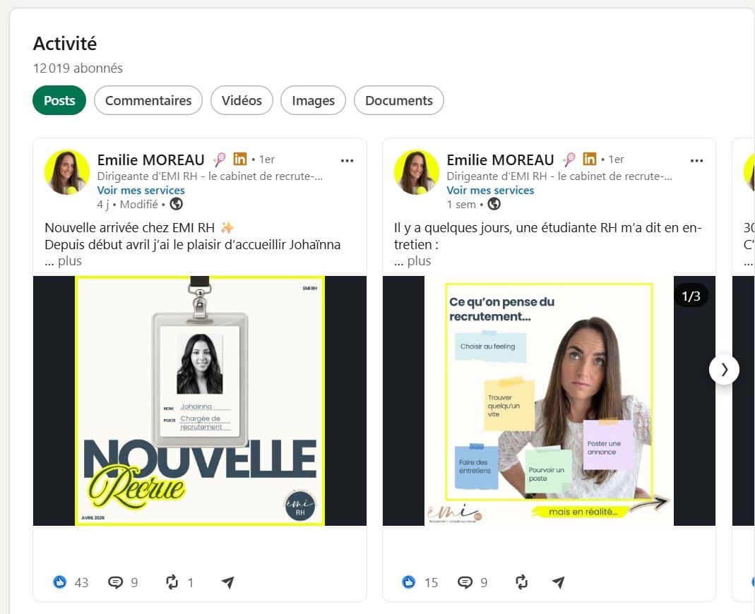 Exemples de posts Emi RH