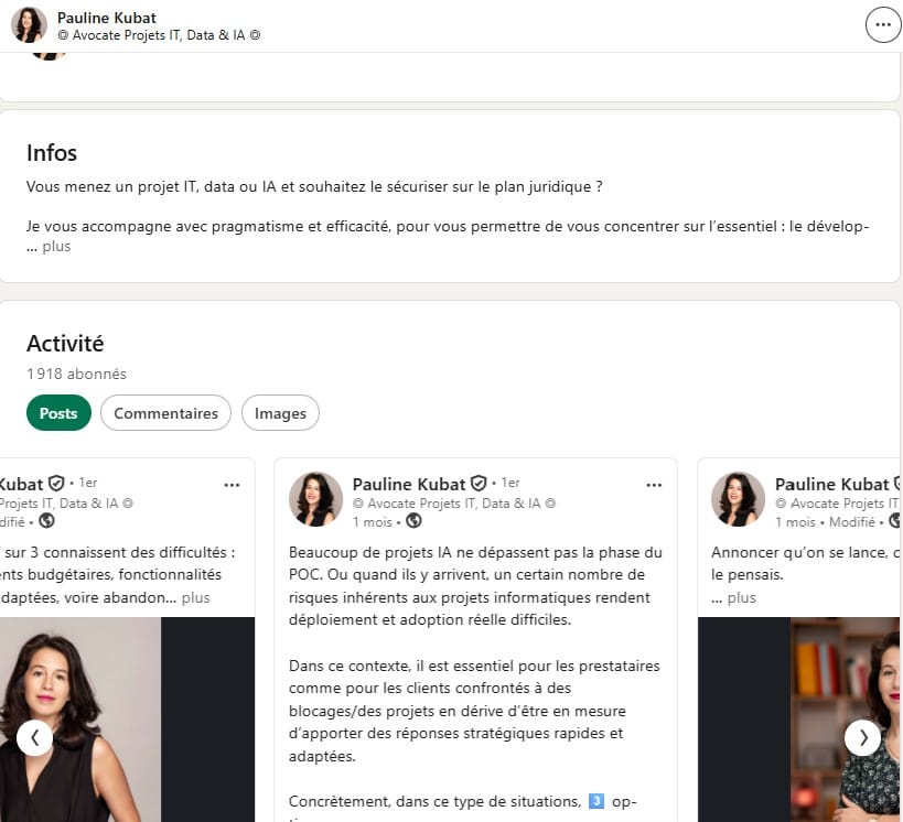 Bannière et profil LinkedIn de Pauline Kubat