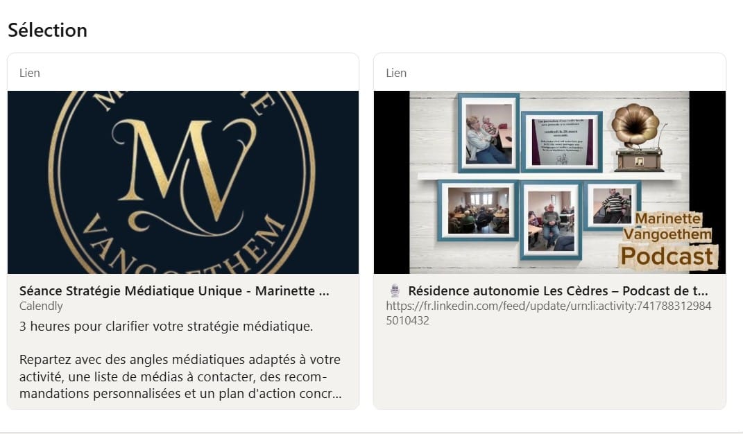 Section sélection du profil de Marinette Vangoethem