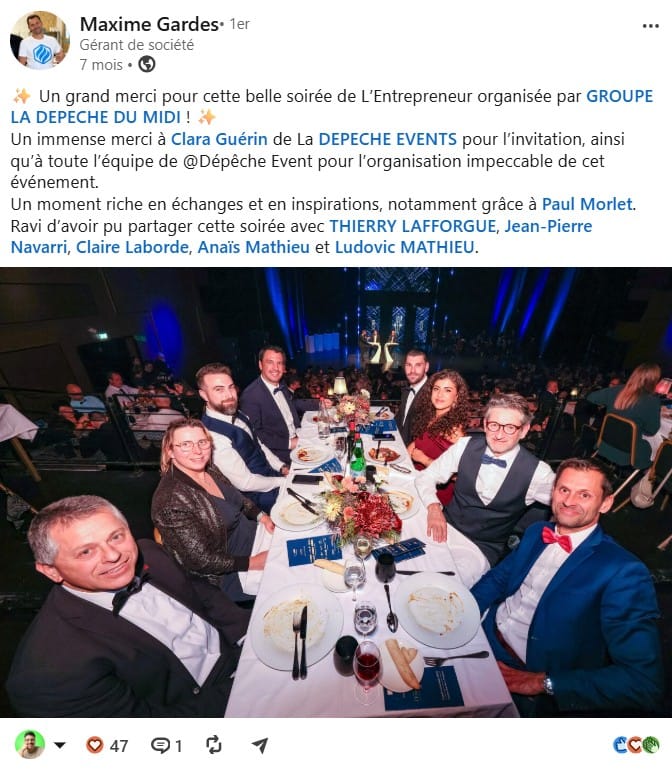 Réseau et partenariats de Maxime Gardes sur LinkedIn