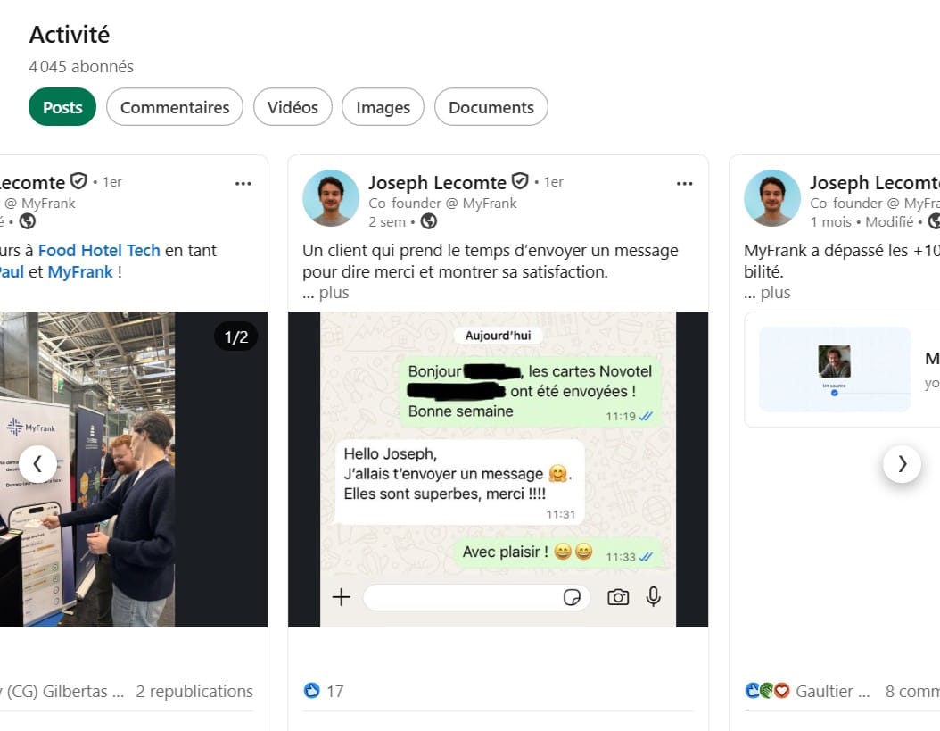 Contenu LinkedIn de Joseph Lecomte