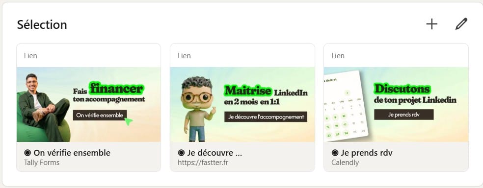 Section Sélection sur le profil LinkedIn
