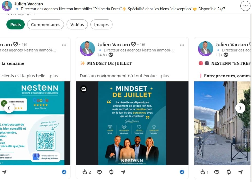 Exemple de post LinkedIn de Julien Vaccaro