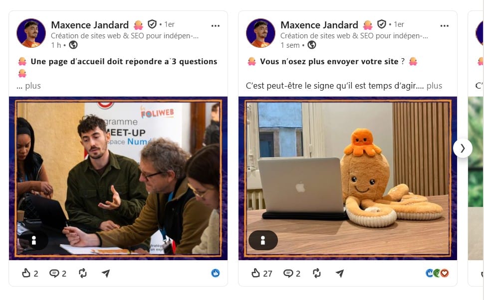 Post LinkedIn avec la mascotte
