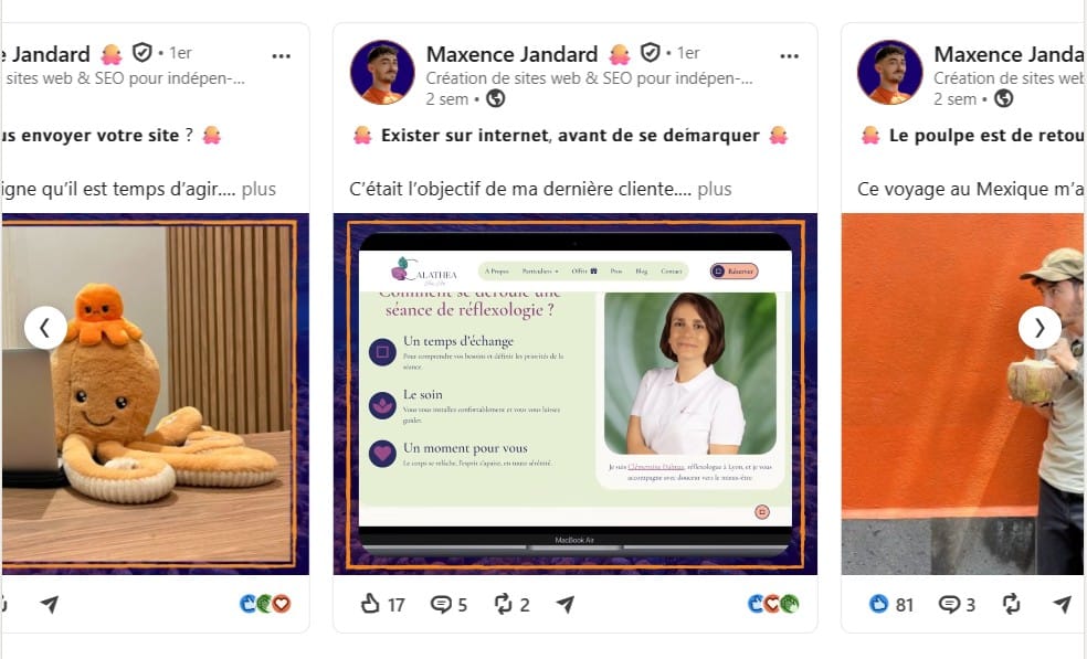 Format des posts LinkedIn de Maxence Jandard