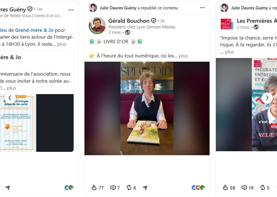 Exemple de repartage sur le profil de Julie