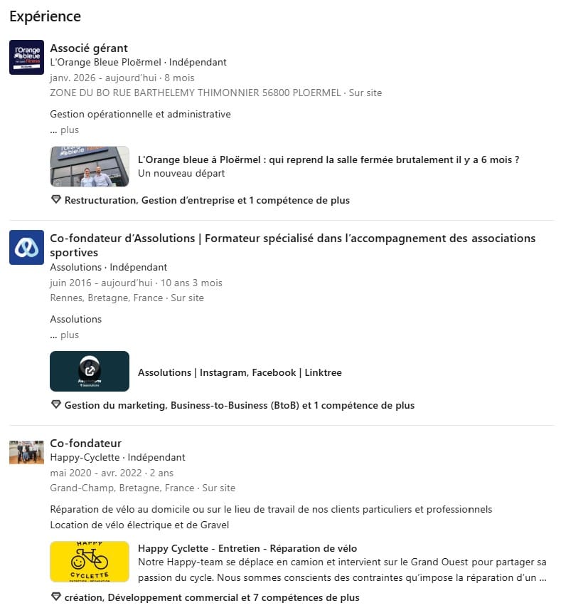 Profil LinkedIn de Ronan Pressard
