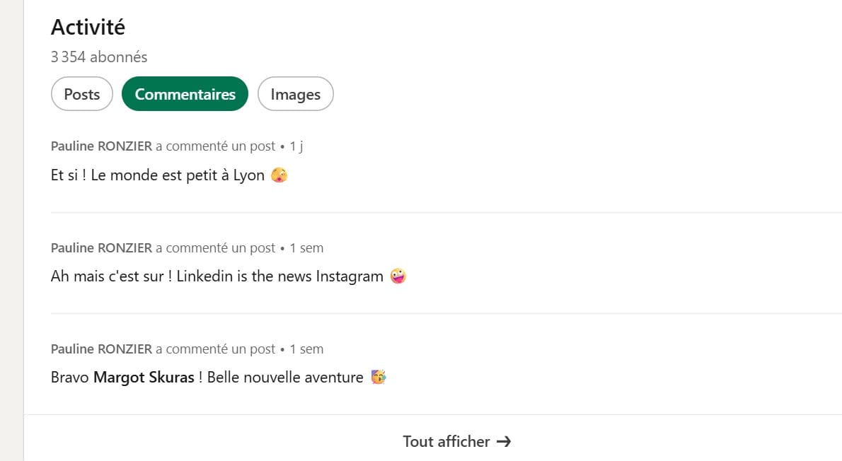 Activité LinkedIn de Pauline Ronzier