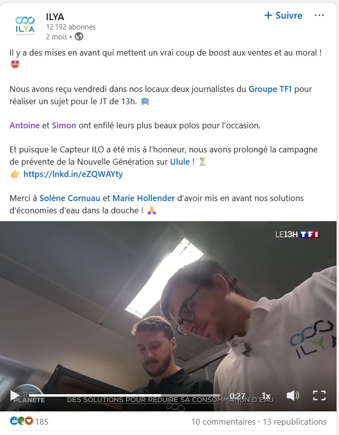 Un post ILYA sur son passage au 13h de TF1