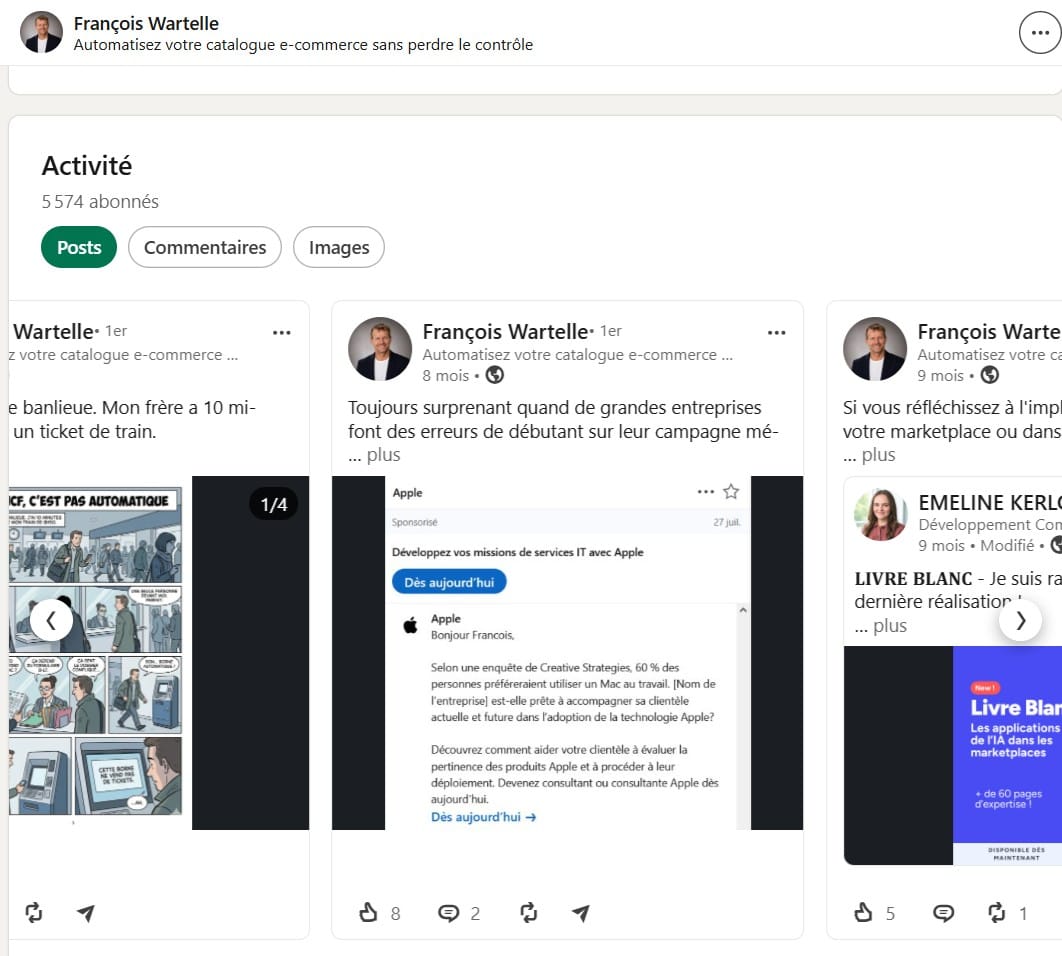 Posts LinkedIn de François Wartelle