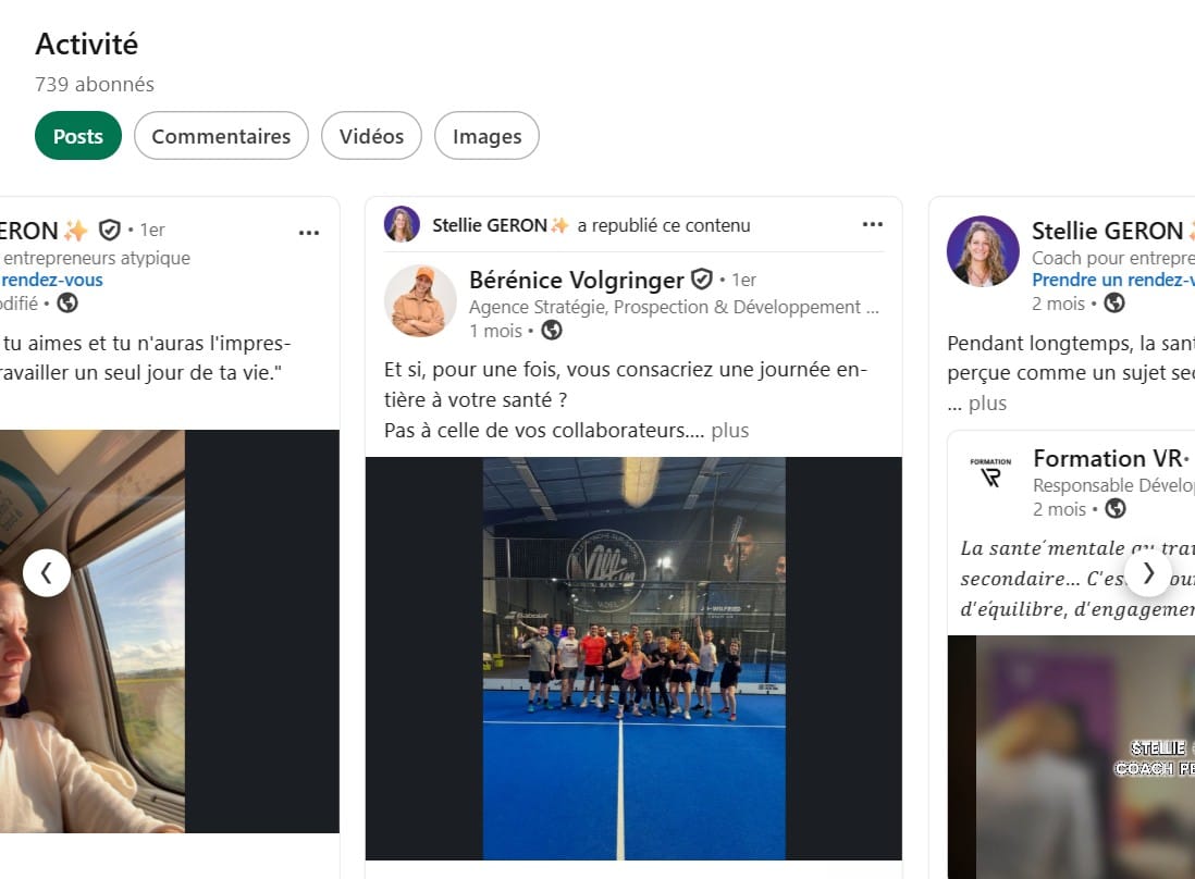 Exemple de post partagé sur le profil de Stellie
