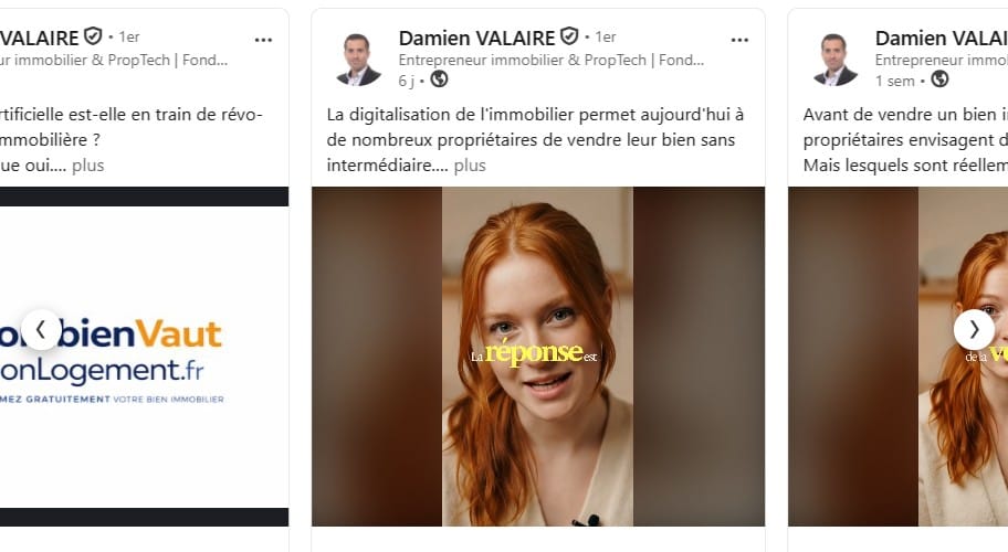 Exemple de publication LinkedIn de Damien Valaire