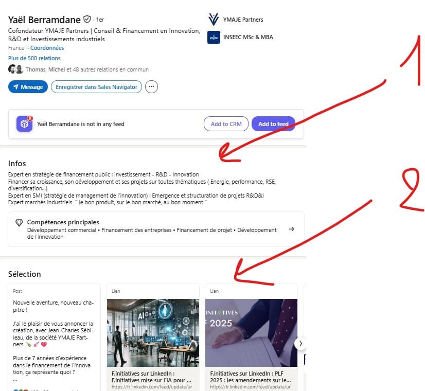 Détail du profil LinkedIn de Yaël Berramdane